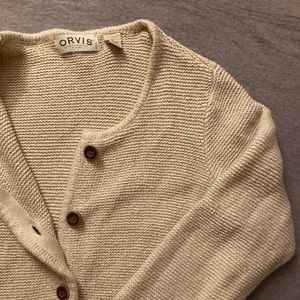 Cream Orvis cardigan.